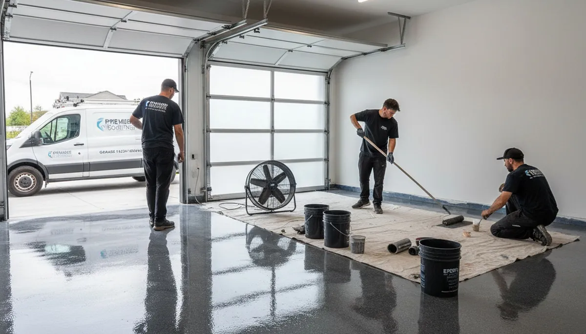 Professional garage floor epoxy coating in Mountain View, CA by expert house painters